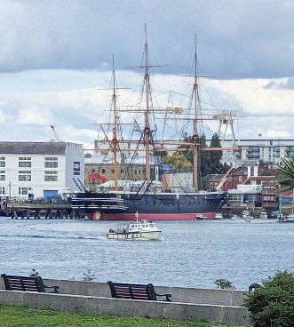 HMS Warrior and Historic Dockyard Waterbus.photo courtesy of Solent Cruises