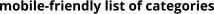 mobile-friendly list of categories